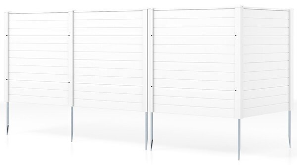 COSTWAY 4dílný zahradní plot 123x123cm, plot se sloupky z pozinkovaného kovu a ochrannými krytkami, dekorativní plot jako ochrana před zvědavými pohledy, samostatně stojící plot, bílý