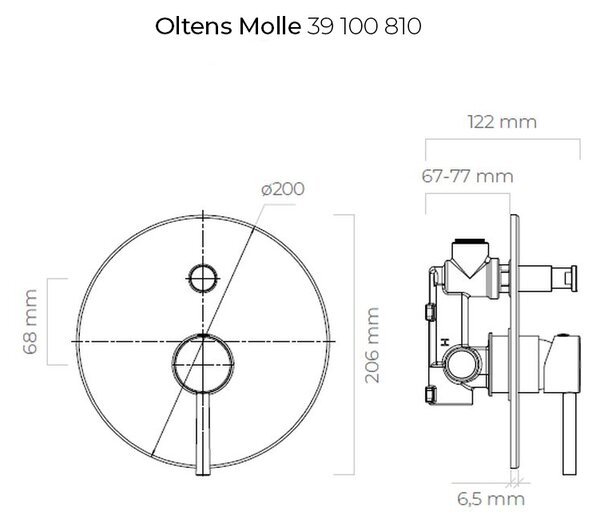 Oltens Molle vanová baterie pod omítku broušené zlato 34100810