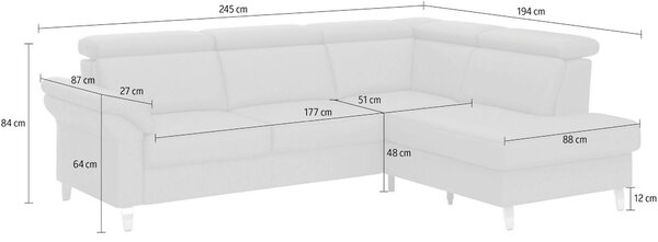 ROHOVÁ SEDAČKA, kůže, červená Sit & More - Sedací soupravy, Online Only