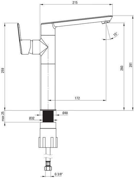 Deante Arnika umyvadlová baterie stojící grafitová BQA_D20K