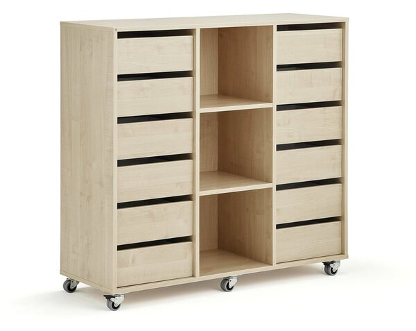 AJ Produkty Skříňka CASPER, 12 zásuvek, 3 přihrádky, bříza