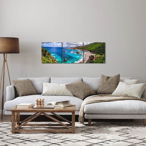 Obraz - Sardinie (s hodinami) (90x30 cm)