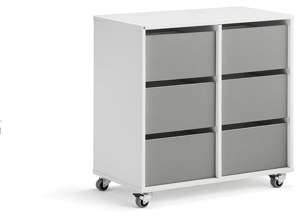 AJ Produkty Skříňka CASPER, 6 zásuvek, bílá, šedá