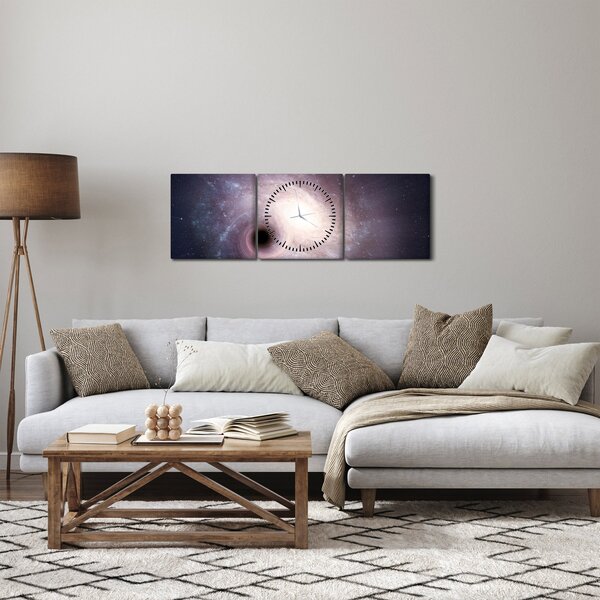 Obraz - Spirální galaxie (s hodinami) (90x30 cm)