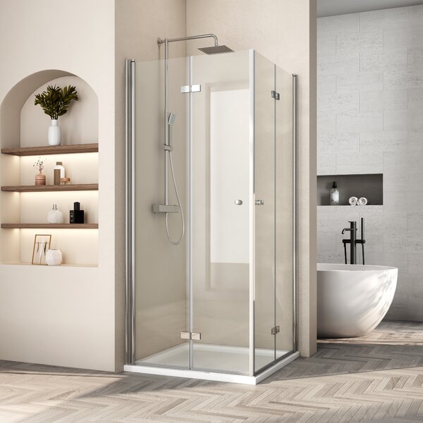 Heilmetz sprchový kout 80x80x185cm rohový vstupní sprchový kout skládací dveře sprchová zástěna sprchové dveře sklo otočné dveře ESG bezpečnostní sklo s nano vrstvou sklo