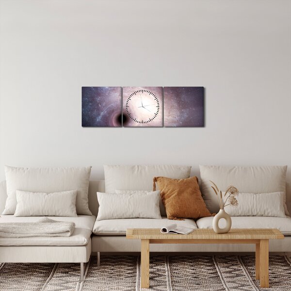 Obraz - Spirální galaxie (s hodinami) (90x30 cm)