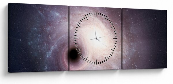 Obraz - Spirální galaxie (s hodinami) (90x30 cm)