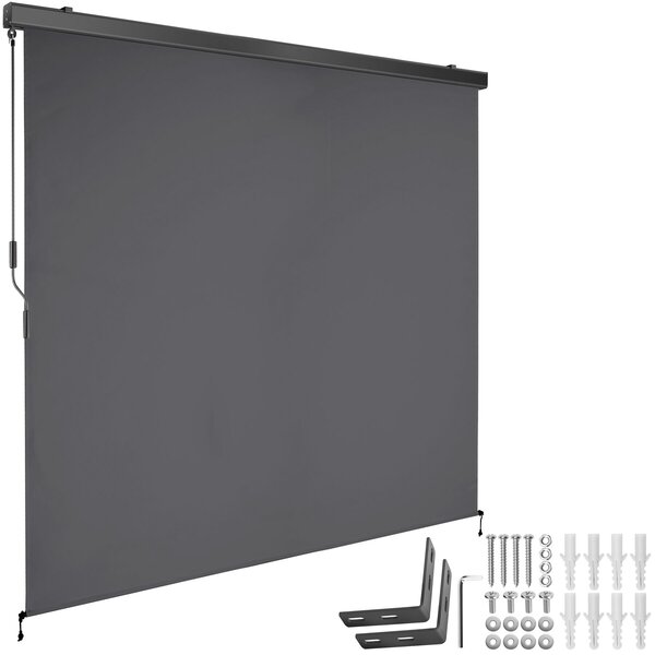Tectake Svislá markýza Eloise se 2 nástěnnými držáky - 200 x 250 cm,tmavě šedá