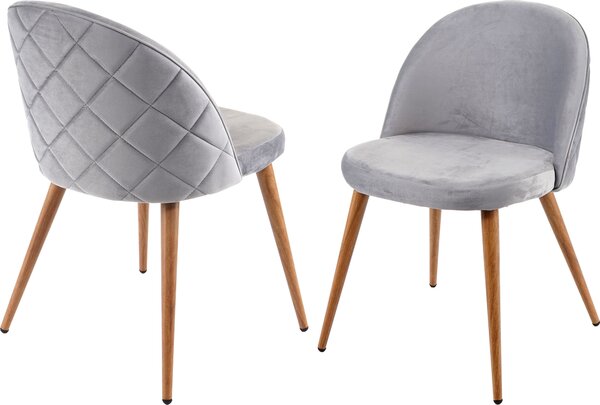 Sada 2 jídelních židlí HWC-D53, židle kuchyňská židle retro design 50. let, samet světle šedá