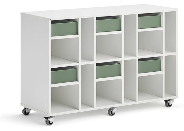 AJ Produkty Skříňka CASPER, 6 zásuvek, 12 přihrádek, bílá, tmavě zelená