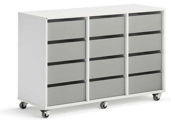 AJ Produkty Skříňka CASPER, 12 zásuvek, bílá, šedá