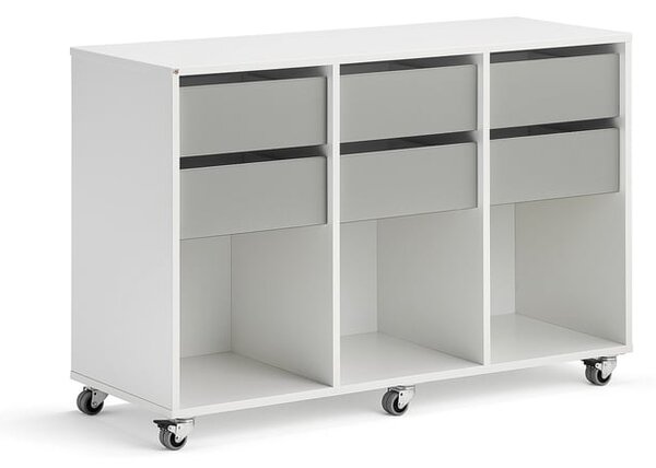 AJ Produkty Skříňka CASPER, 6 zásuvek, 3 přihrádky, bílá, šedá