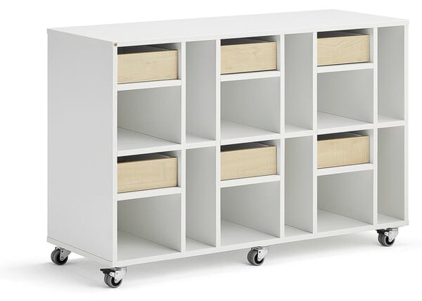AJ Produkty Skříňka CASPER, 6 zásuvek, 12 přihrádek, bílá, bříza