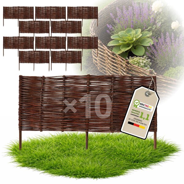 Floranica 10 kusů Vrbový plot 30 cm x 100 cm – Zahradní plot z vrbového proutí Palisáda Přírodní oplocení Ohraničení záhonu