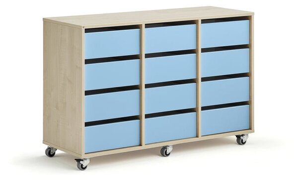 AJ Produkty Skříňka CASPER, 12 zásuvek, bříza, blankytně modrá
