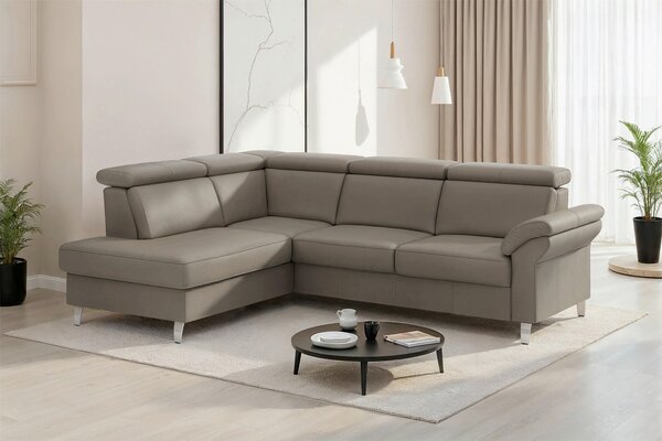 ROHOVÁ SEDAČKA, textil, kůže, šedá Sit & More - Sedací soupravy, Online Only