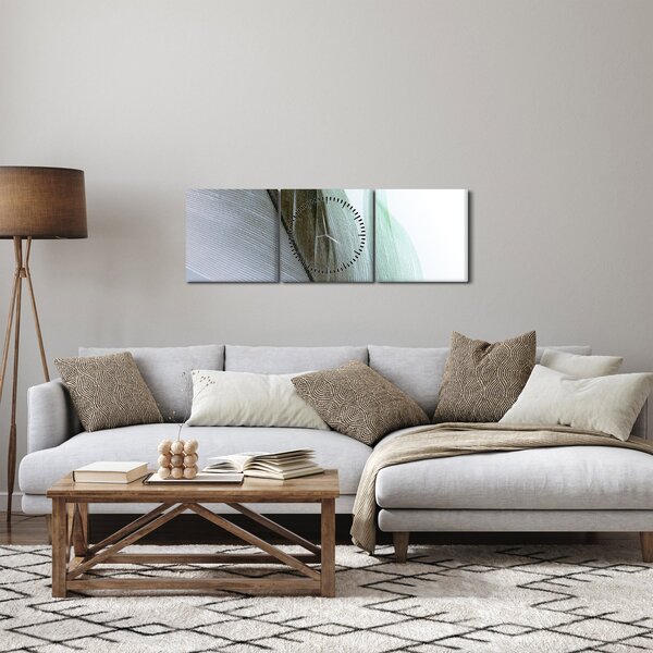 Obraz - Peří, makro (s hodinami) (90x30 cm)