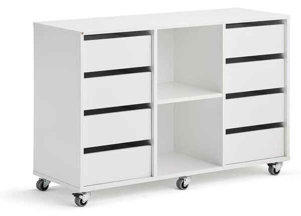AJ Produkty Skříňka CASPER, 8 zásuvek, 2 přihrádky, bílá