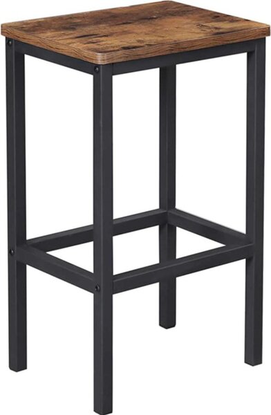 BEGRYF stolička tmavě hnědá barová stolička do kuchyně moderní 40x30x65 dřevo kov industriální vintage styl