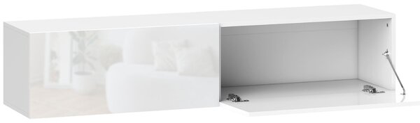 HOMCOM Závěsný TV Stolek pro TV až 45, 55, 65 palců se 2 Dveřmi, Závěsný TV Stojan do Obývacího Pokoje nebo Ložnice, 140 x 33 x 29,8 cm, Bílý | Aosom