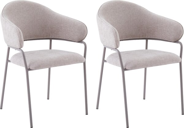 ByLIVING Židle set 2 CURVE / Potah z tkané látky v barvě taupe, rám v černé barvě / Jídelní židle / Kuchyňská židle / Rozměry: Š 60 x V 86 x H 58 cm