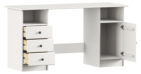 PC stůl 8847BK bílý lak, kovové úchytky