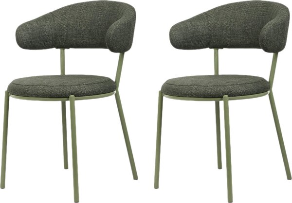 Rebecca Mobili židle Zeita 80,5x47,5x57,5 Polyesterová tkanina Steel Green Moderní SET 2 kusů