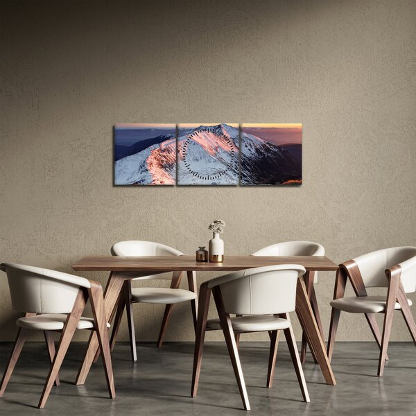 Obraz - Zimní horské panorama II. (s hodinami) (90x30 cm)