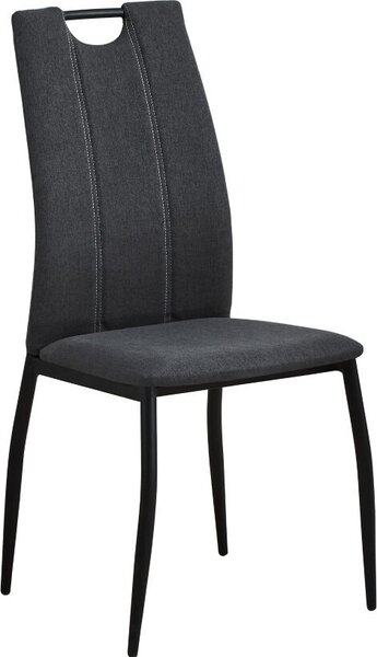 Jídelní židle CasaDolce STRONG, sada 4 kusů, tmavě šedá, 44,5x53x98 cm, ergonomické opěradlo, madlo na přenášení, čalouněné, kovové nohy, max. nosnost 120 kg