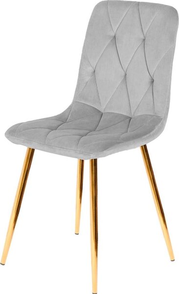 Elegantní jídelní židle sametová béžová s kovovými nohami zlaté barvy - čalouněná židle moderní, čalouněná, robustní, obývací židle do jídelny, kuchyně a domácí kanceláře (šedozlatá)