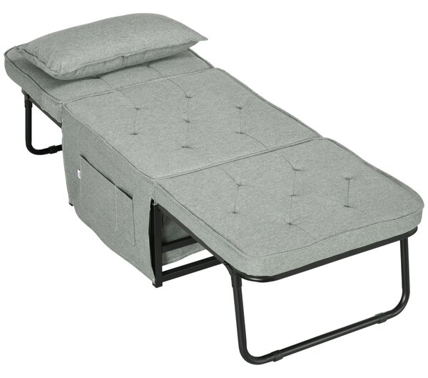 HOMCOM Jednolůžková rozkládací pohovka, konvertibilní křeslo a chaise longue 4 v 1 s 5-stupňovým polohovatelným opěradlem, skládacím podnožníkem, odní