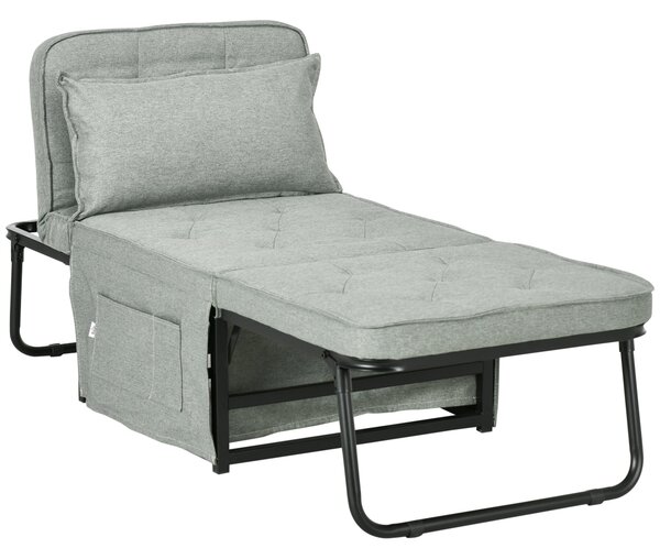HOMCOM Jednolůžková rozkládací pohovka, konvertibilní křeslo a chaise longue 4 v 1 s 5-stupňovým polohovatelným opěradlem, skládacím podnožníkem, odní