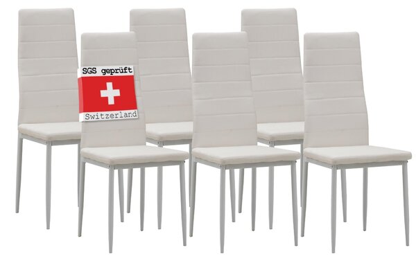 Židle do jídelny Albatros MILANO sada 6 kusů, bílá - Čalouněná židle s potahem z Imitace kůže, moderní a stylový design u jídelního stolu - židle do kuchyně nebo jídelny s vysokou nosností