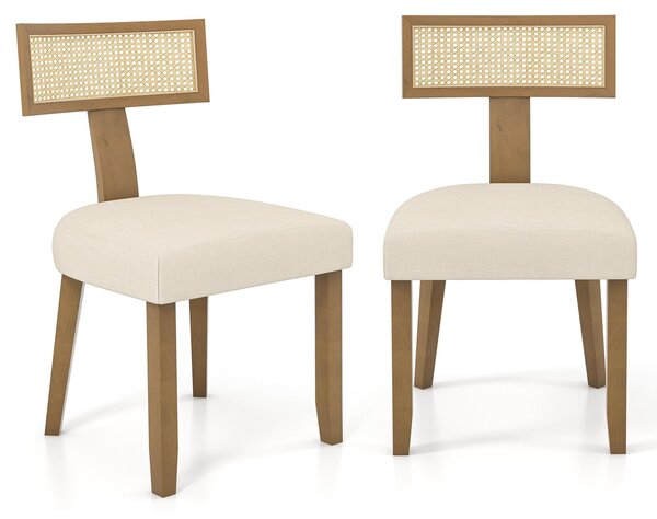 KOMFOTTEU jídelní židle, dřevěná, ratanová kuchyňská židle, jídelní židle s opěradlem, polstrování a dřevěné nohy. Ergonomické dřevěné židle, vhodné do jídelny, obývacího pokoje a kuchyně, s nosností až 180 kg