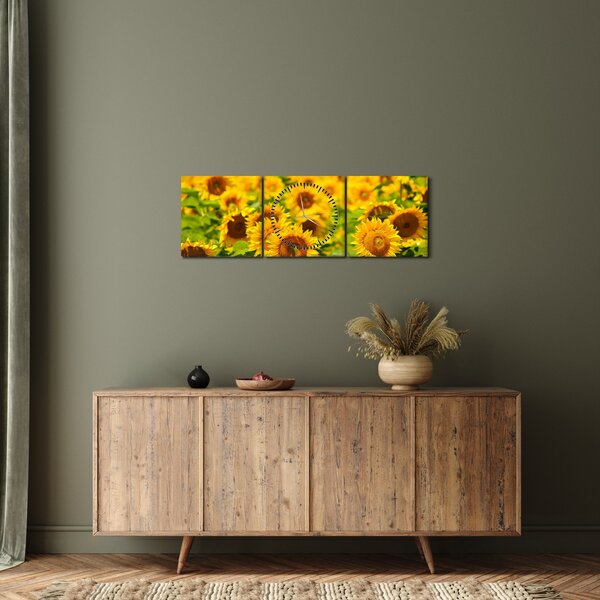 Obraz - Slunečnice (s hodinami) (90x30 cm)