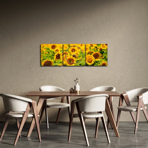 Obraz - Slunečnice (s hodinami) (90x30 cm)