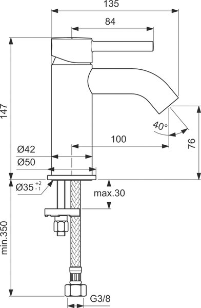 Ideal Standard Ceraline umyvadlová baterie stojící chrom BC268AA