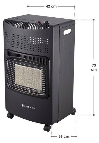 Mobilní plynový ohřívač s keramickými deskami, černý