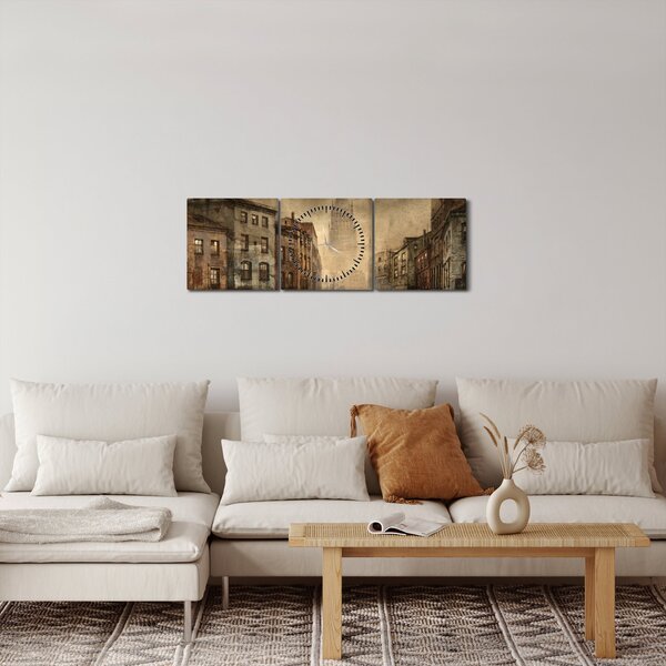 Obraz - Malba města (s hodinami) (90x30 cm)