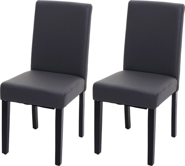 Sada 2 jídelních židlí Kuchyňská židle Littau Imitace kůže, matná šedá, tmavé nohy