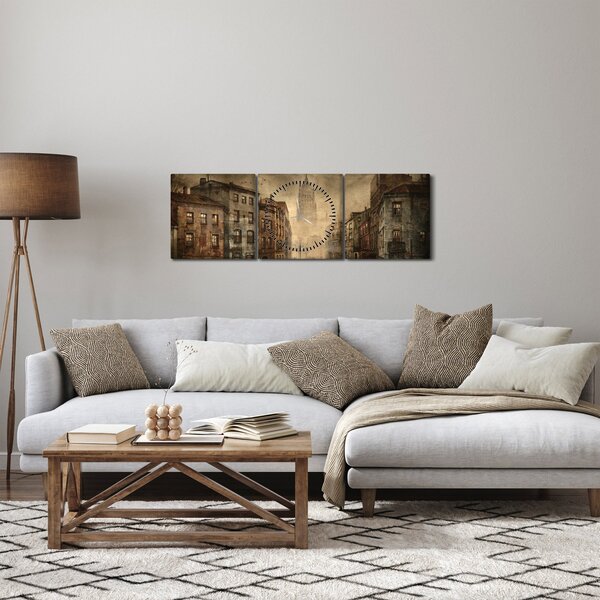 Obraz - Malba města (s hodinami) (90x30 cm)