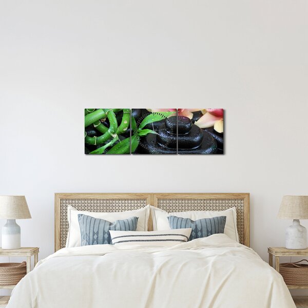 Obraz - Kameny a orchideje (s hodinami) (90x30 cm)