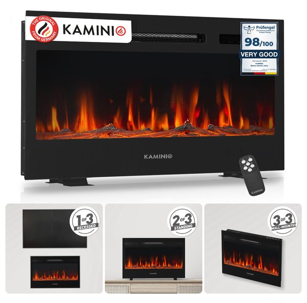 KAMINIO Elektrický krb MARLON – Elektrický krb 3 v 1 s topením, 3D efektem plamenů, 12 barvami plamenů, dálkovým ovládáním – 30 palců