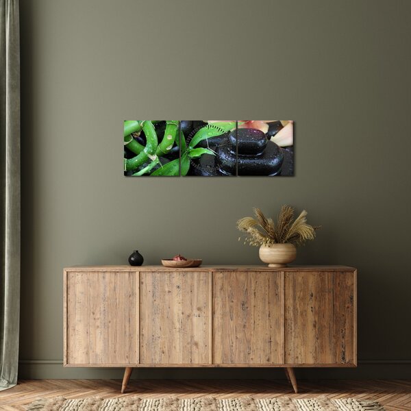 Obraz - Kameny a orchideje (s hodinami) (90x30 cm)
