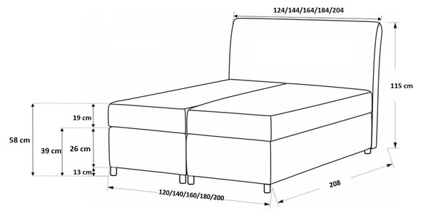 Designová postel FIZA - 140x200, růžová + topper ZDARMA