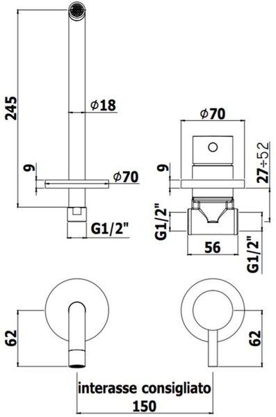 Paffoni Light umyvadlová baterie pod omítku černá LIG007NO70