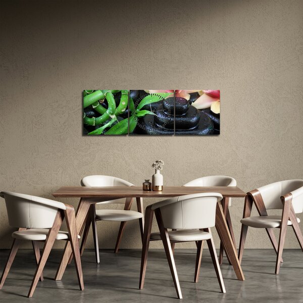 Obraz - Kameny a orchideje (s hodinami) (90x30 cm)