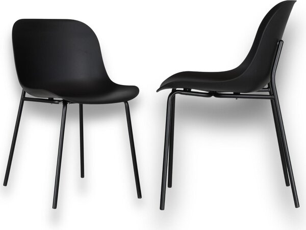 2 ks jídelních židlí ALUMA černé – sedák z polypropylenu, ergonomické provedení, kovová konstrukce pro kuchyni a jídelnu