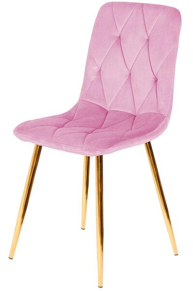 Elegantní jídelní židle sametová béžová s kovovými nohami zlaté barvy - čalouněná židle moderní, čalouněná, stabilní, obývací židle do jídelny, kuchyně a domácí kanceláře (růžová)