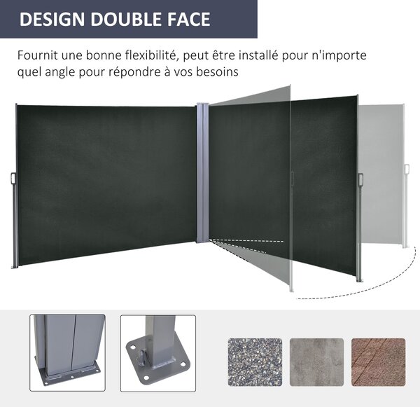 Záclona Outsunny Double Side se zavětrovacím systémem, 6L x 1,80H m, vysoce hustý 180 g/m² polyester odolný proti UV záření, šedá | Aosom